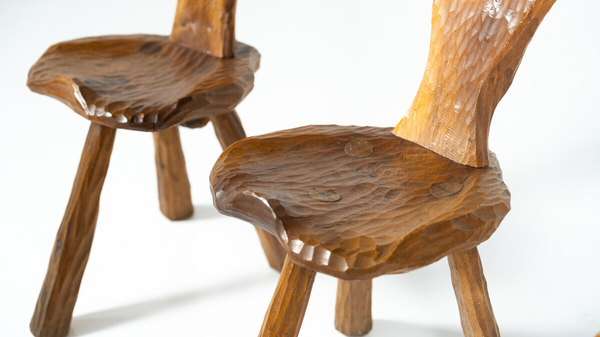 Set of 4 Brutalist Chairs, Italy, 1970s