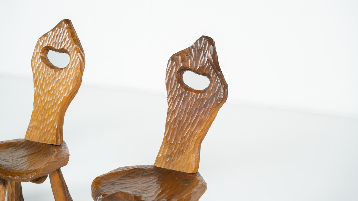 Set of 4 Brutalist Chairs, Italy, 1970s