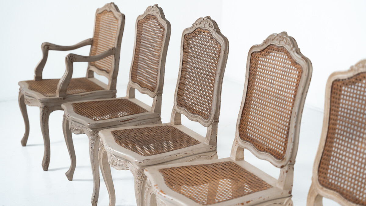 Set of 4 Chairs and 2 Armchairs, Louis XV Style, Belgium