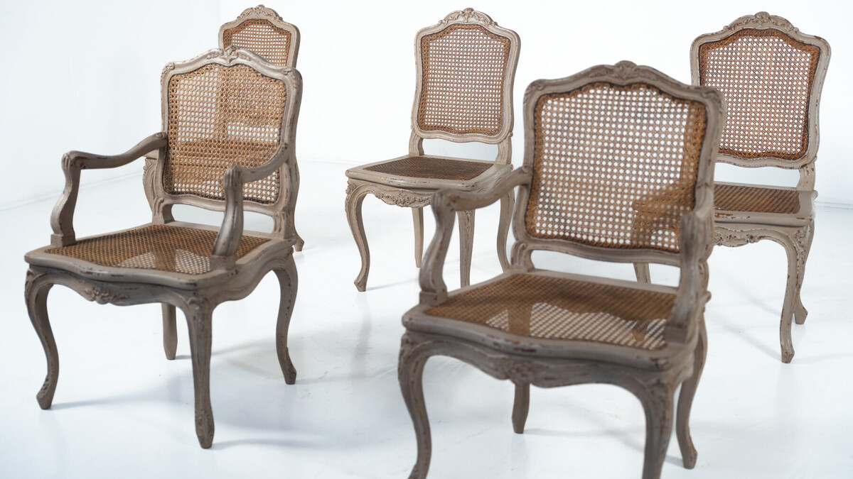 Set of 4 Chairs and 2 Armchairs, Louis XV Style, Belgium