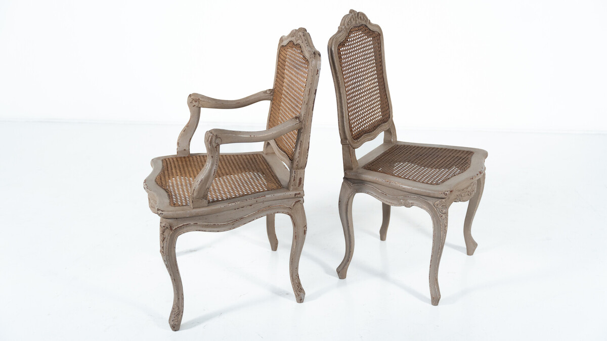 Set of 4 Chairs and 2 Armchairs, Louis XV Style, Belgium