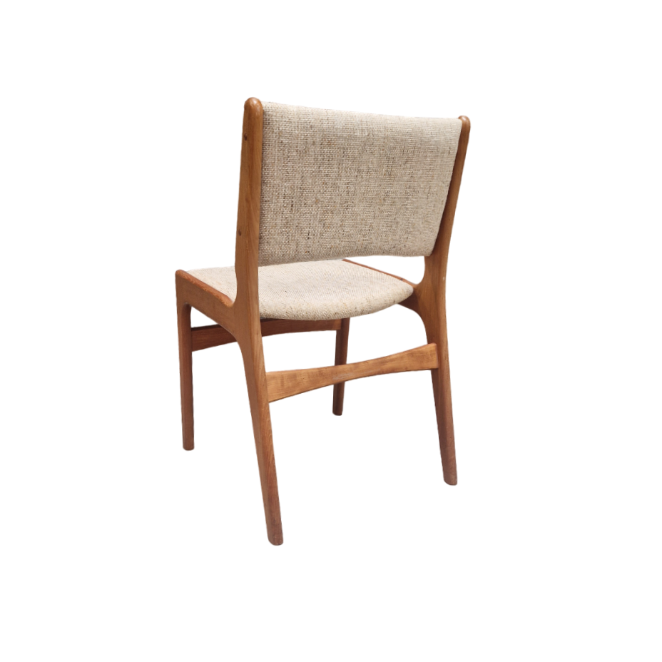 set of 4 Danish chairs in solid teak, 1970s. Fabric in used condition.