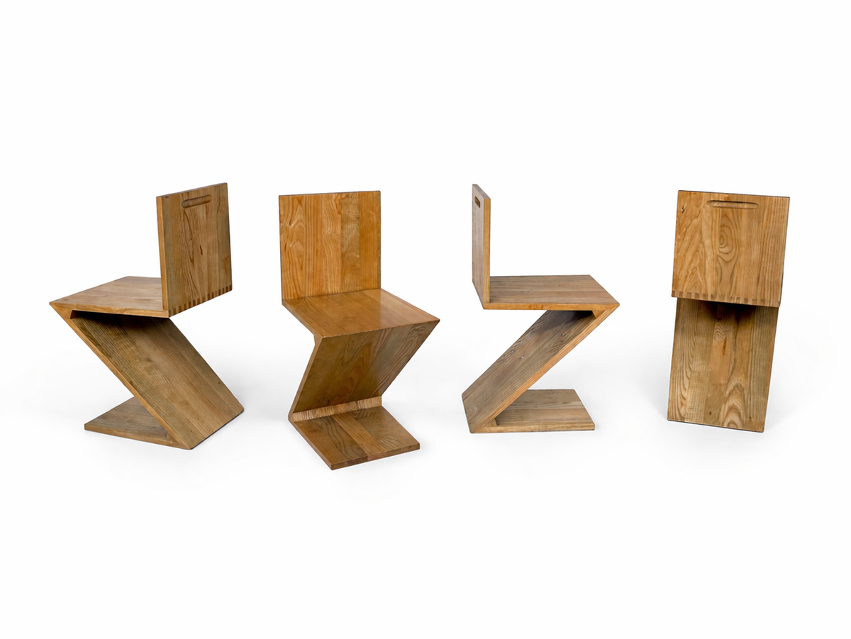 Set of 4 Zig Zag chairs by Gerrit Thomas Rietveld
