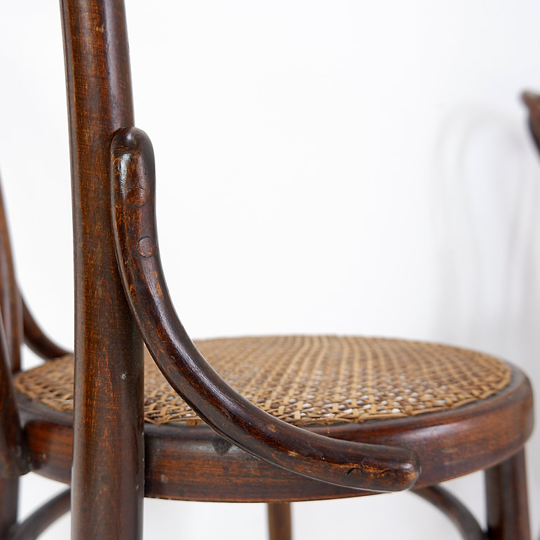 Set Of 5 Bentwood And Cane Chairs, Fischel