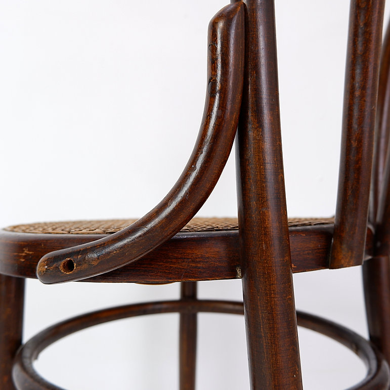 Set Of 5 Bentwood And Cane Chairs, Fischel