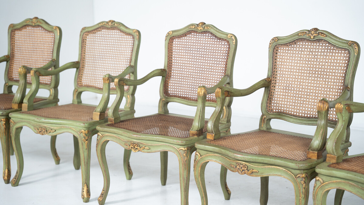 Set of 6 Armchairs, Louis XV Style, Belgium