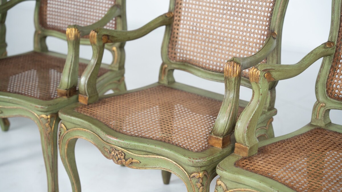 Set of 6 Armchairs, Louis XV Style, Belgium