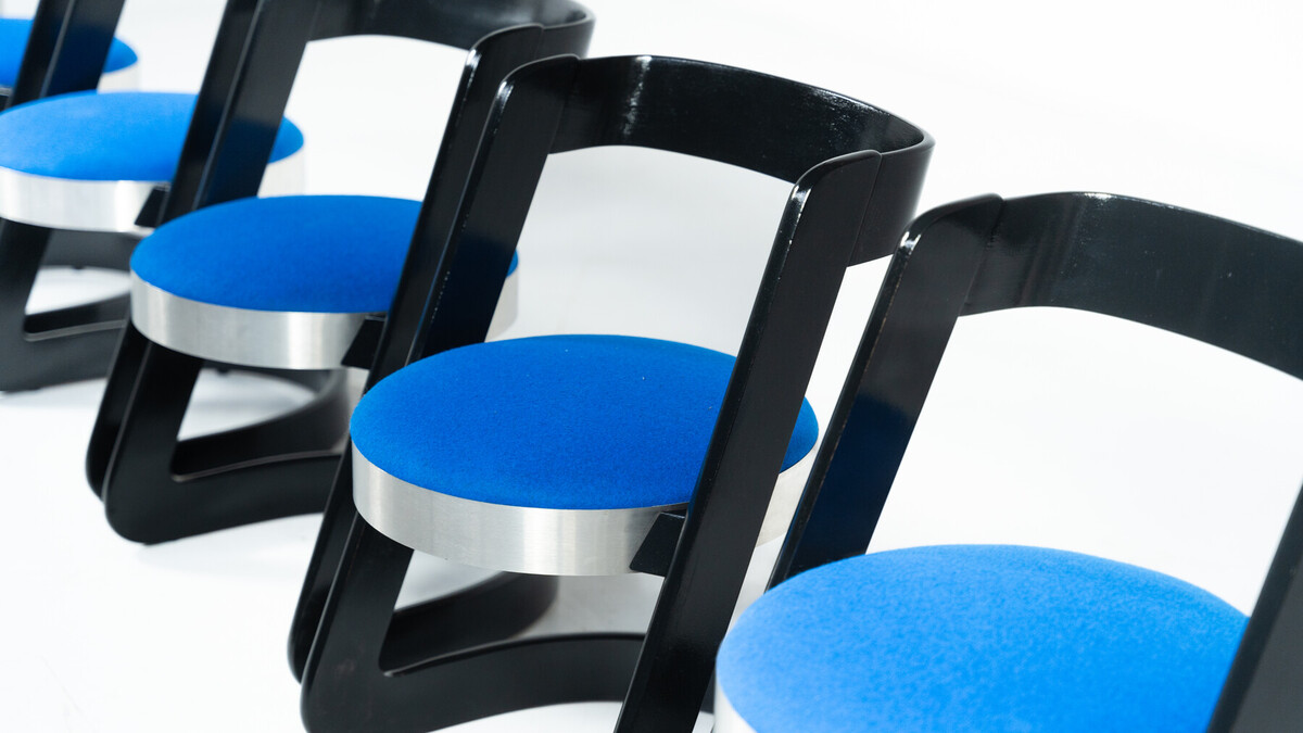 Set of 6 Chairs by Willy Rizzo for Mario Sabot, Italy, 1970s - New Upholstery