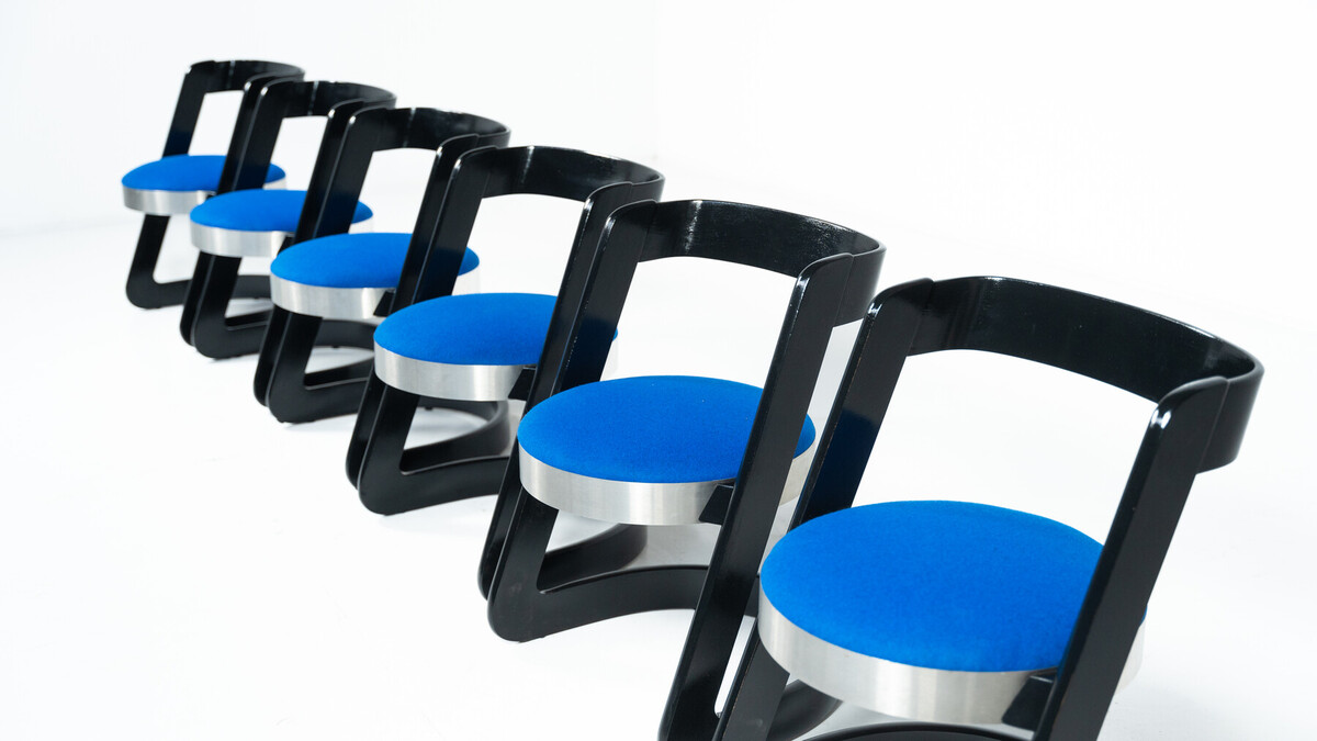 Set of 6 Chairs by Willy Rizzo for Mario Sabot, Italy, 1970s - New Upholstery