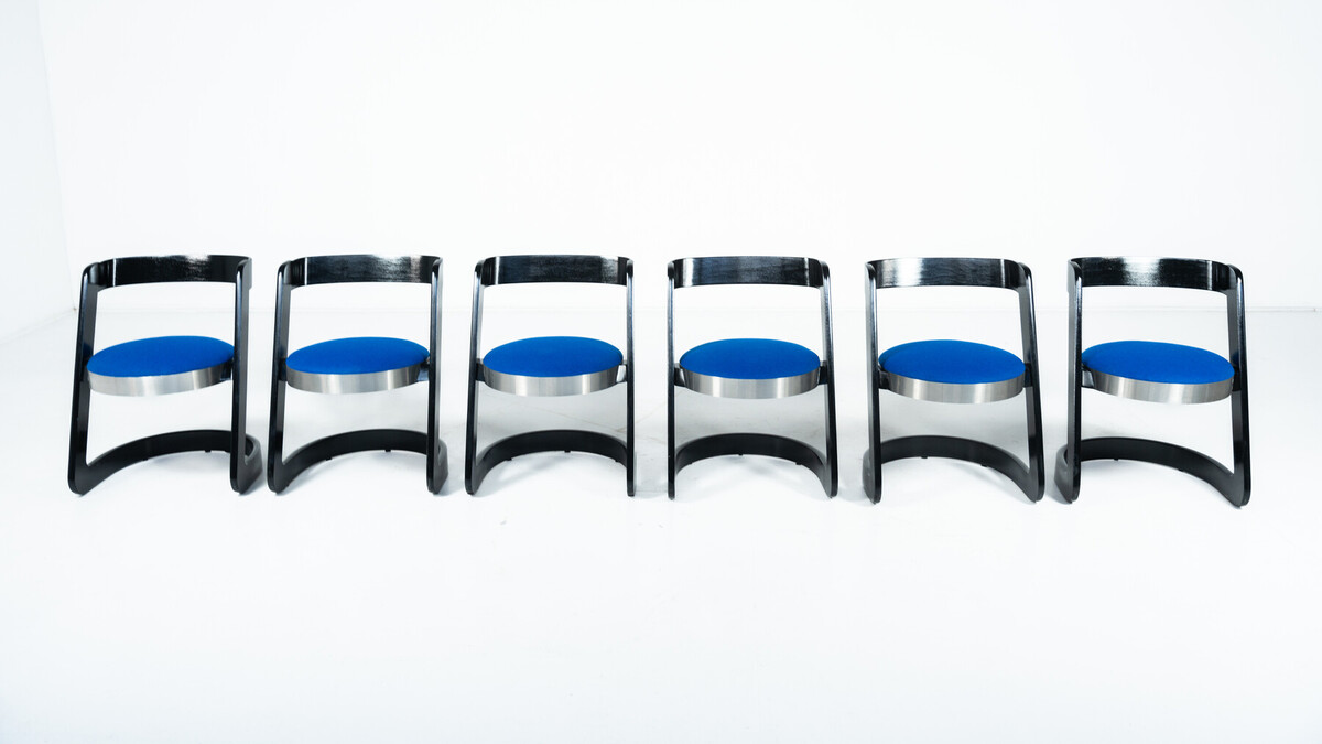 Set of 6 Chairs by Willy Rizzo for Mario Sabot, Italy, 1970s - New Upholstery
