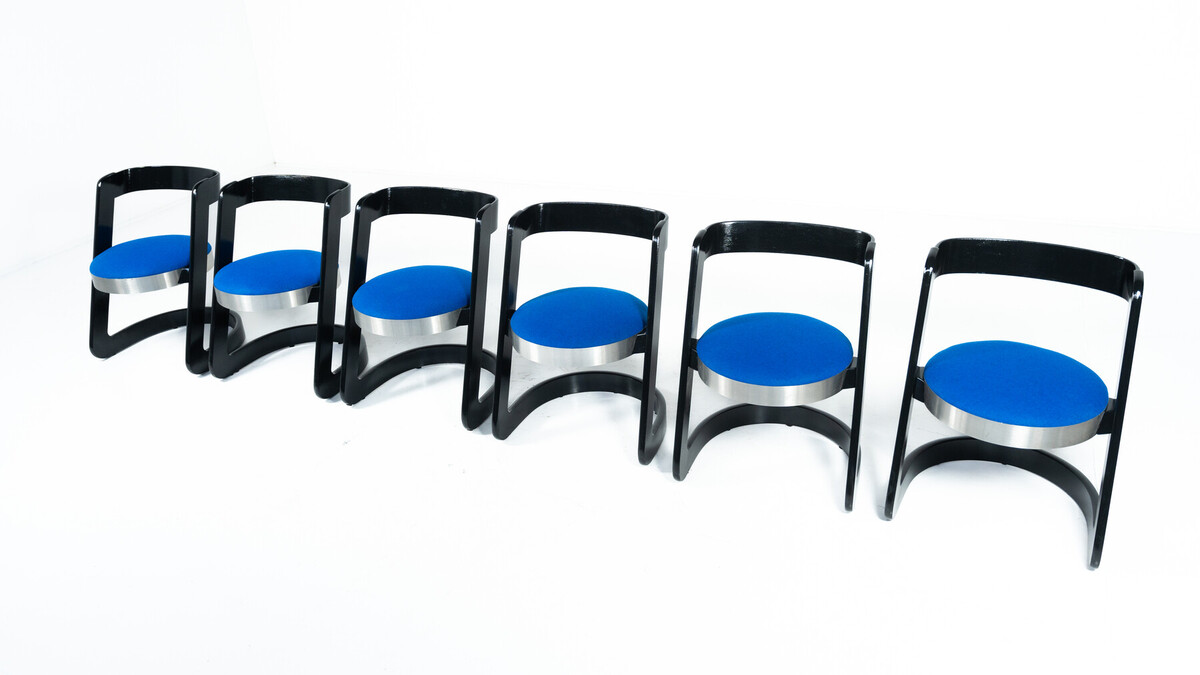 Set of 6 Chairs by Willy Rizzo for Mario Sabot, Italy, 1970s - New Upholstery