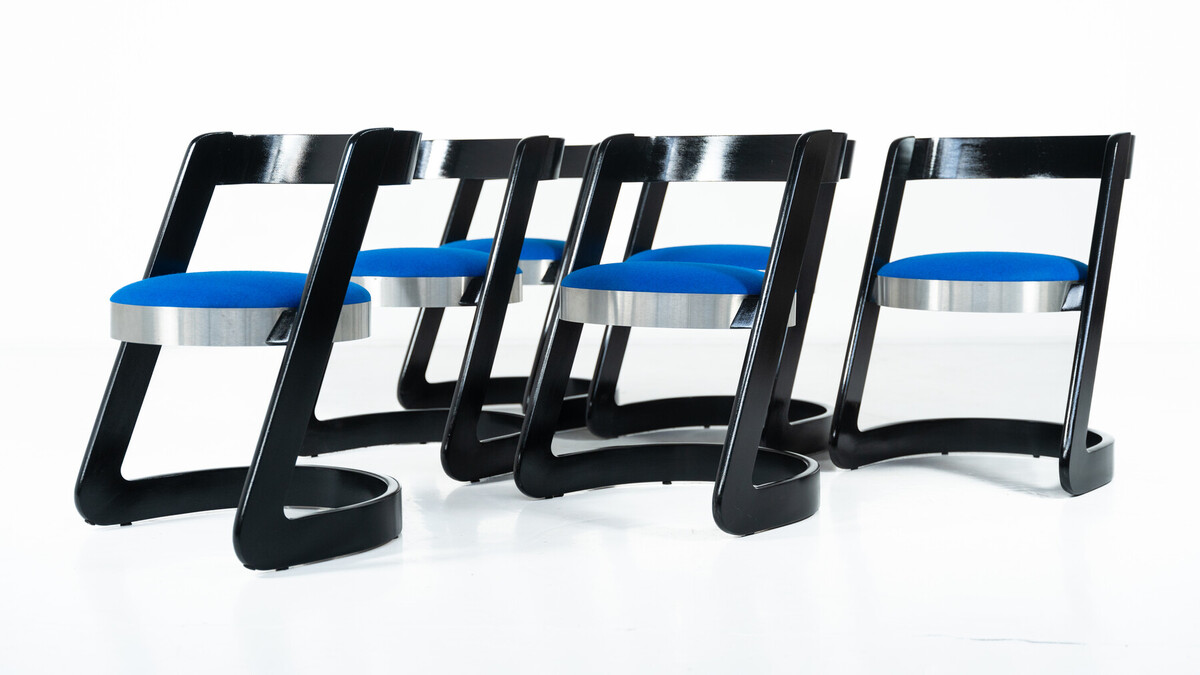 Set of 6 Chairs by Willy Rizzo for Mario Sabot, Italy, 1970s - New Upholstery