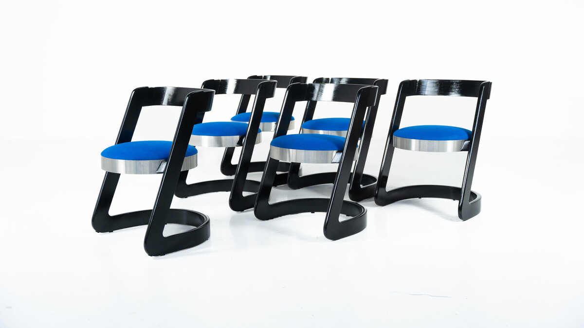 Set of 6 Chairs by Willy Rizzo for Mario Sabot, Italy, 1970s - New Upholstery