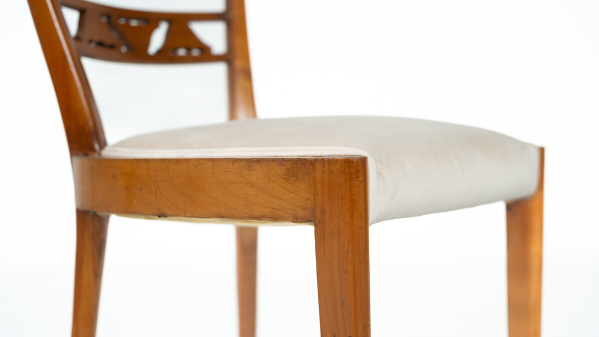 Set of 6 Chairs, Cherry Wood, Italy, 1940s