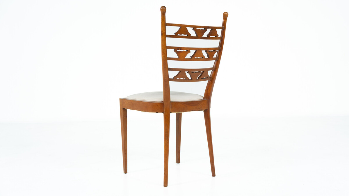 Set of 6 Chairs, Cherry Wood, Italy, 1940s