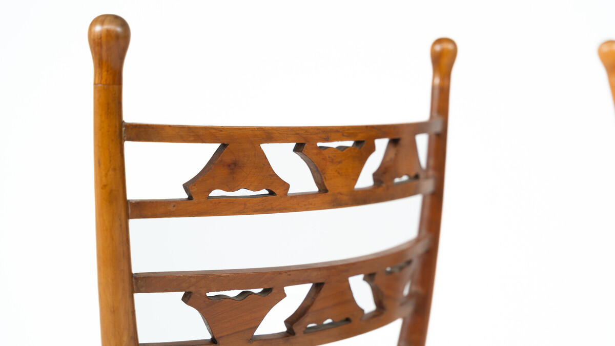 Set of 6 Chairs, Cherry Wood, Italy, 1940s