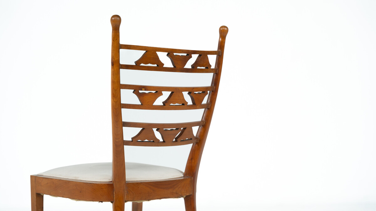 Set of 6 Chairs, Cherry Wood, Italy, 1940s