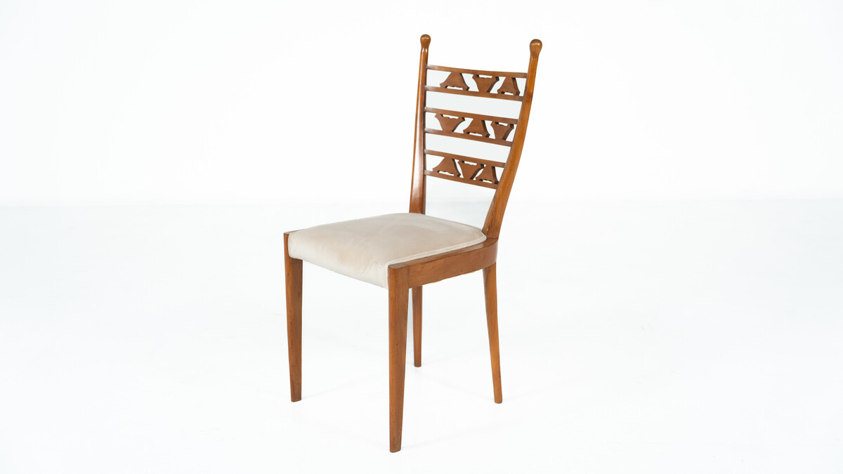 Set of 6 Chairs, Cherry Wood, Italy, 1940s