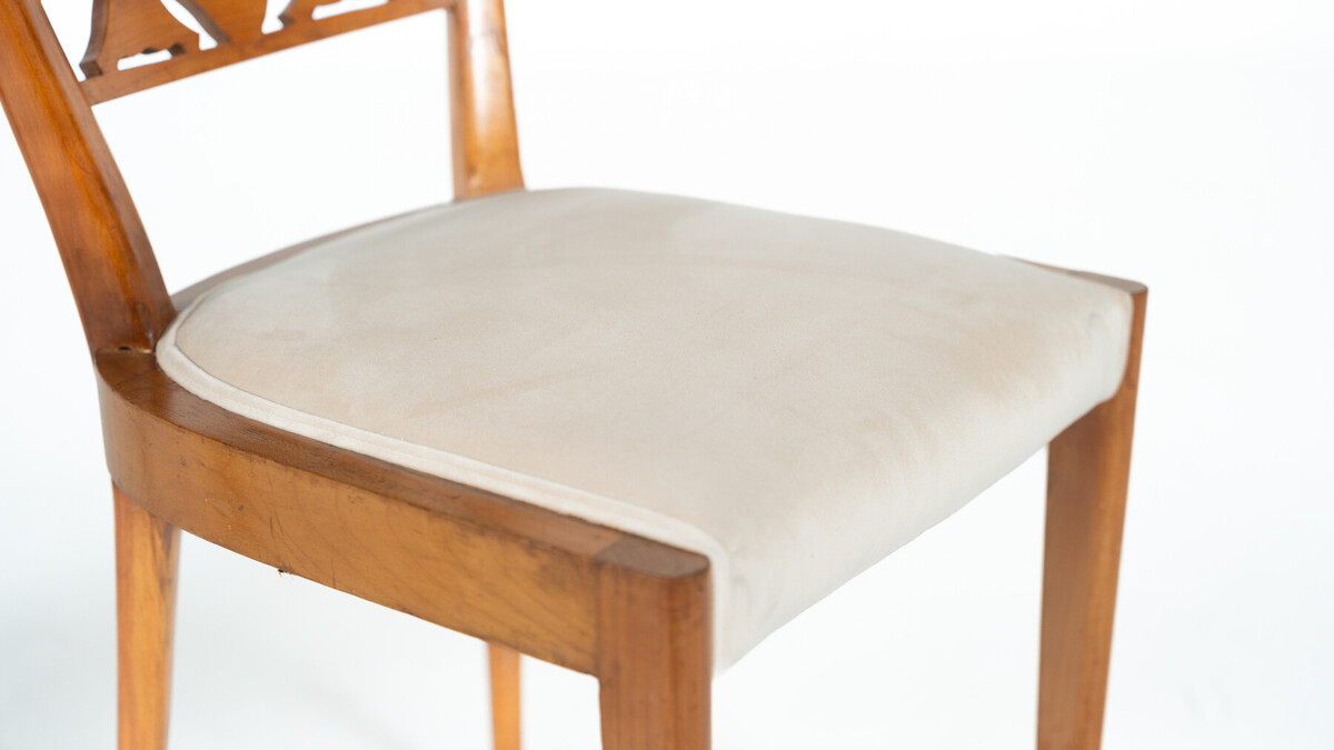 Set of 6 Chairs, Cherry Wood, Italy, 1940s