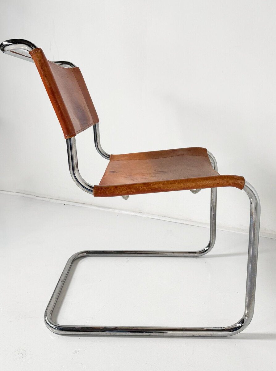 Set of 6 Chairs S 33 by Thonet , Italy - Original Leather