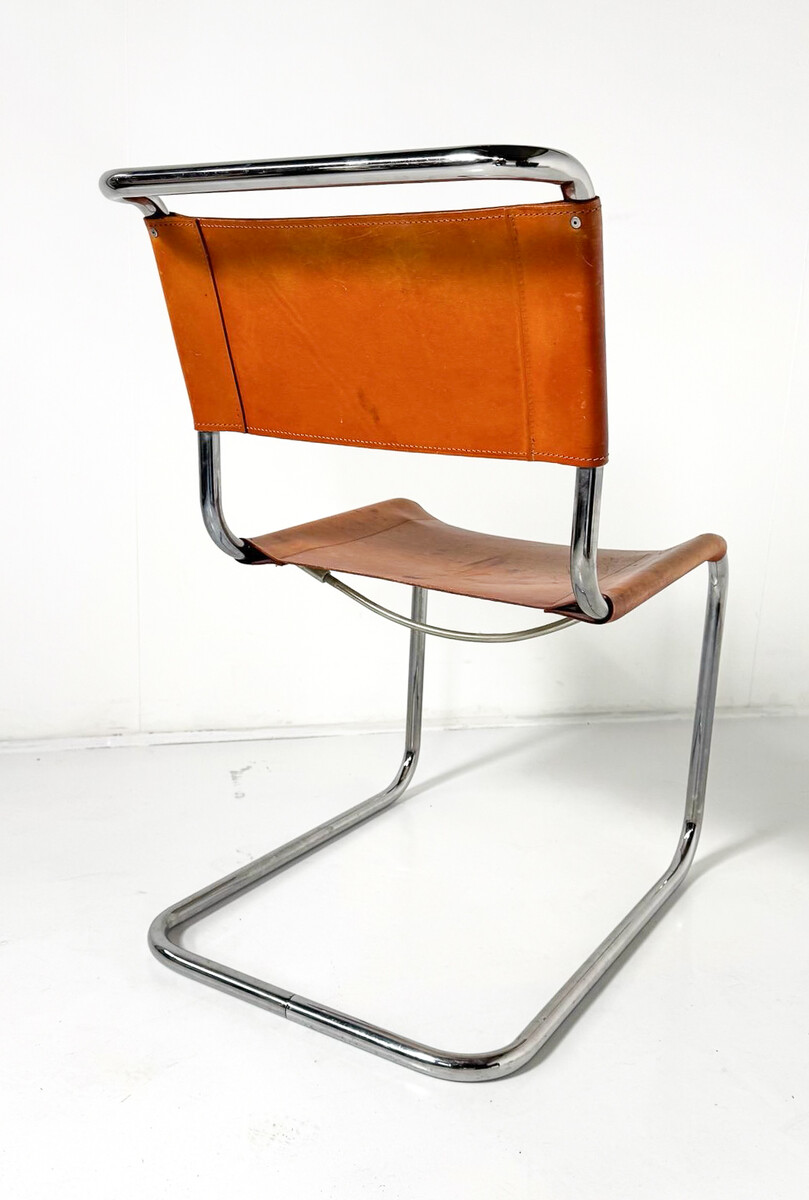 Set of 6 Chairs S 33 by Thonet , Italy - Original Leather