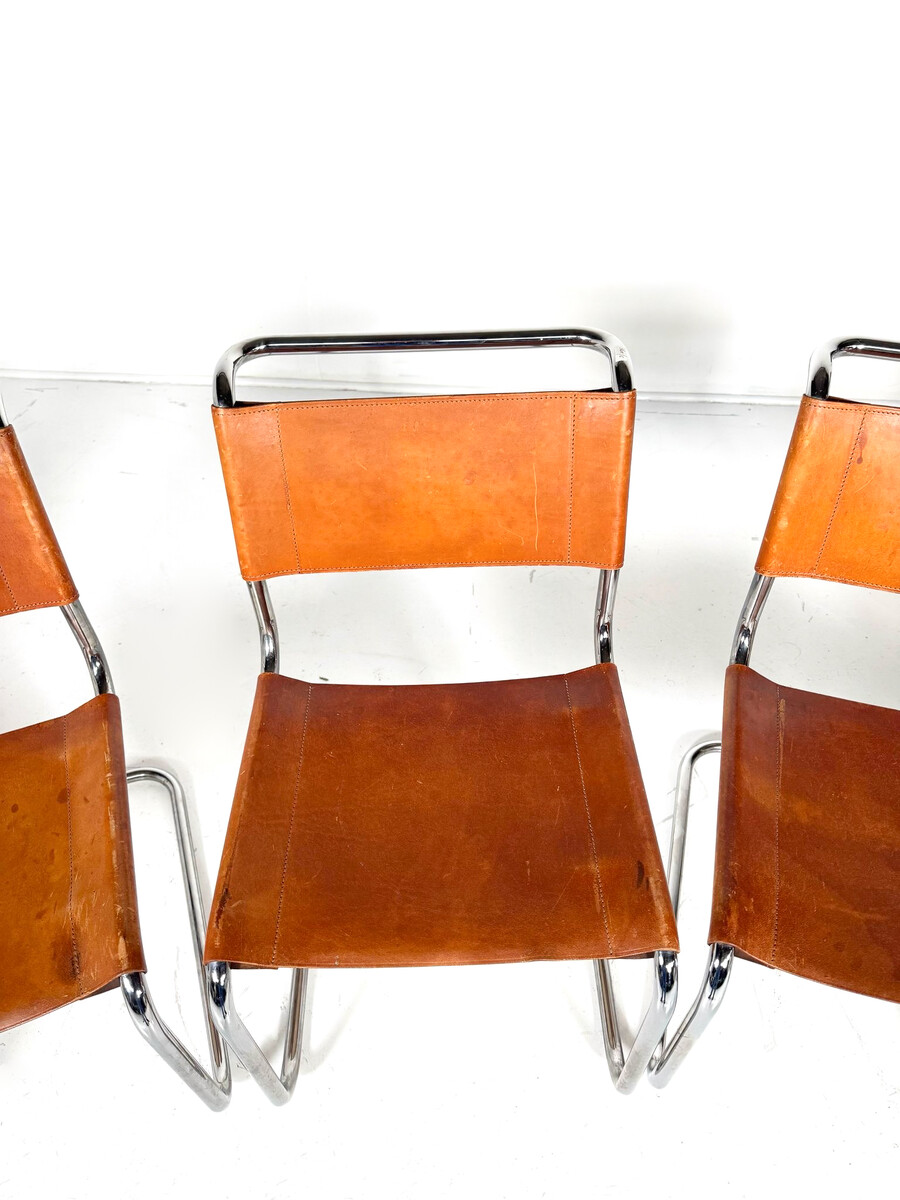 Set of 6 Chairs S 33 by Thonet , Italy - Original Leather