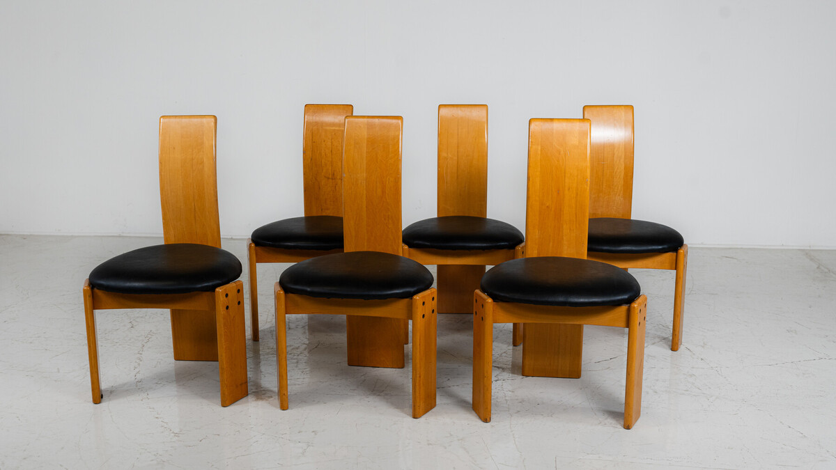 Set of 6 Dining Chairs by Mario Marenco for Mobil Girgi,Italy, 1970s