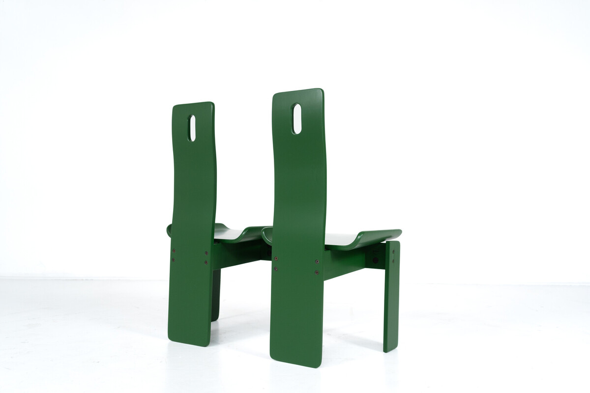 Set of 6 Green Diago Chairs by Edoardo Landi for Nikol, 1970s
