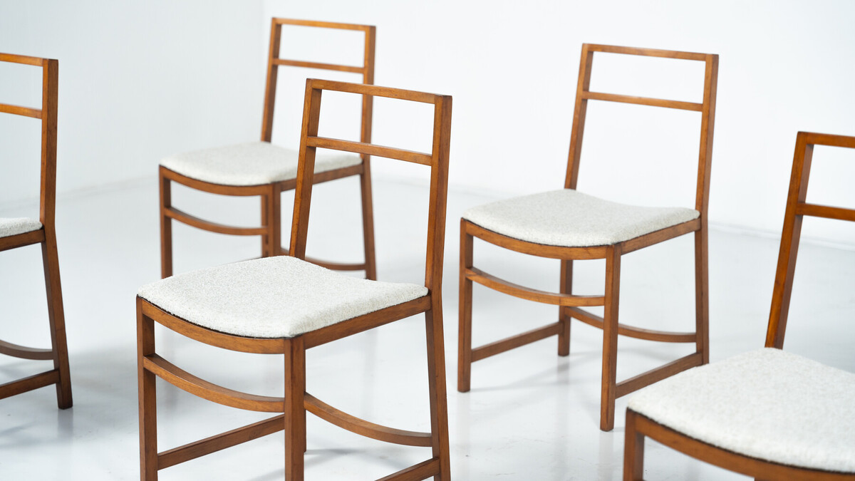 Set of 6 Mid-Century Modern Dining Chairs by Renato Venturi for MIM, 1950s - New Upholstery