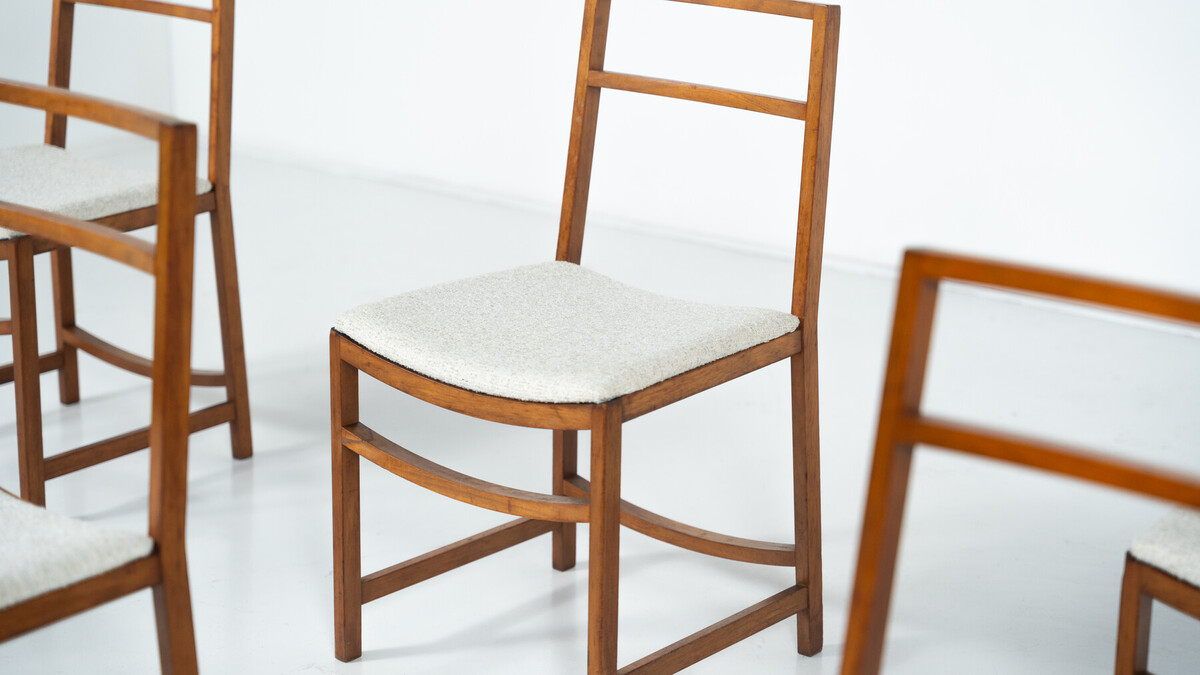 Set of 6 Mid-Century Modern Dining Chairs by Renato Venturi for MIM, 1950s - New Upholstery