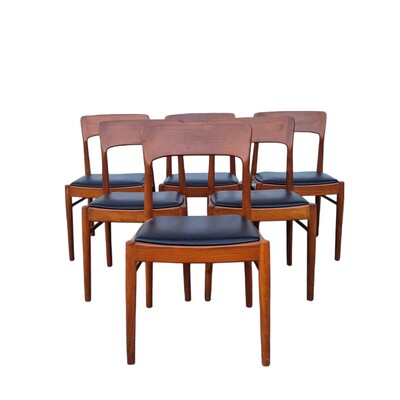 Set of 6 scandinavian  chairs model 26, by Henning Kjaernulf for Korup Stolefabrik, Denmark, 60's