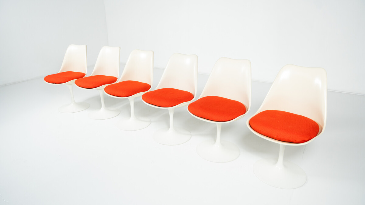 Set of 6 Tulip Chairs by Eero Saarinen For Knoll, 1960s