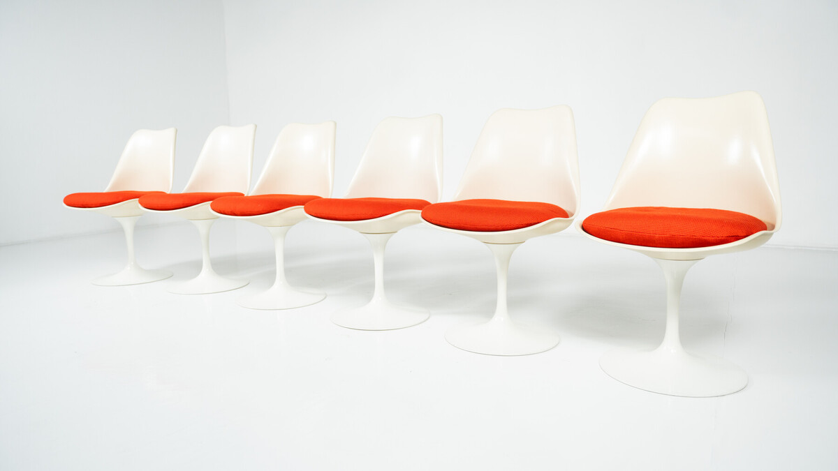 Set of 6 Tulip Chairs by Eero Saarinen For Knoll, 1960s