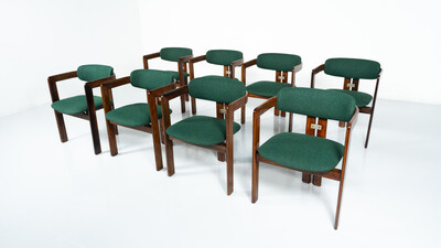 Set of 8 Pamplona Armchairs by Augusto Savini for Pozzi, Italy, 1960s - New Upholstery ( Kvadrat)