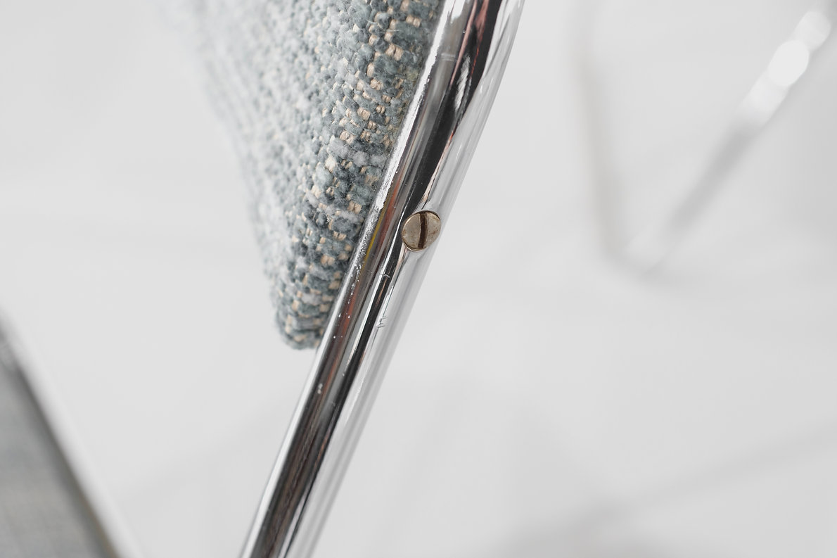 Set of 9 chrome folding chairs with fabric from the 1970s