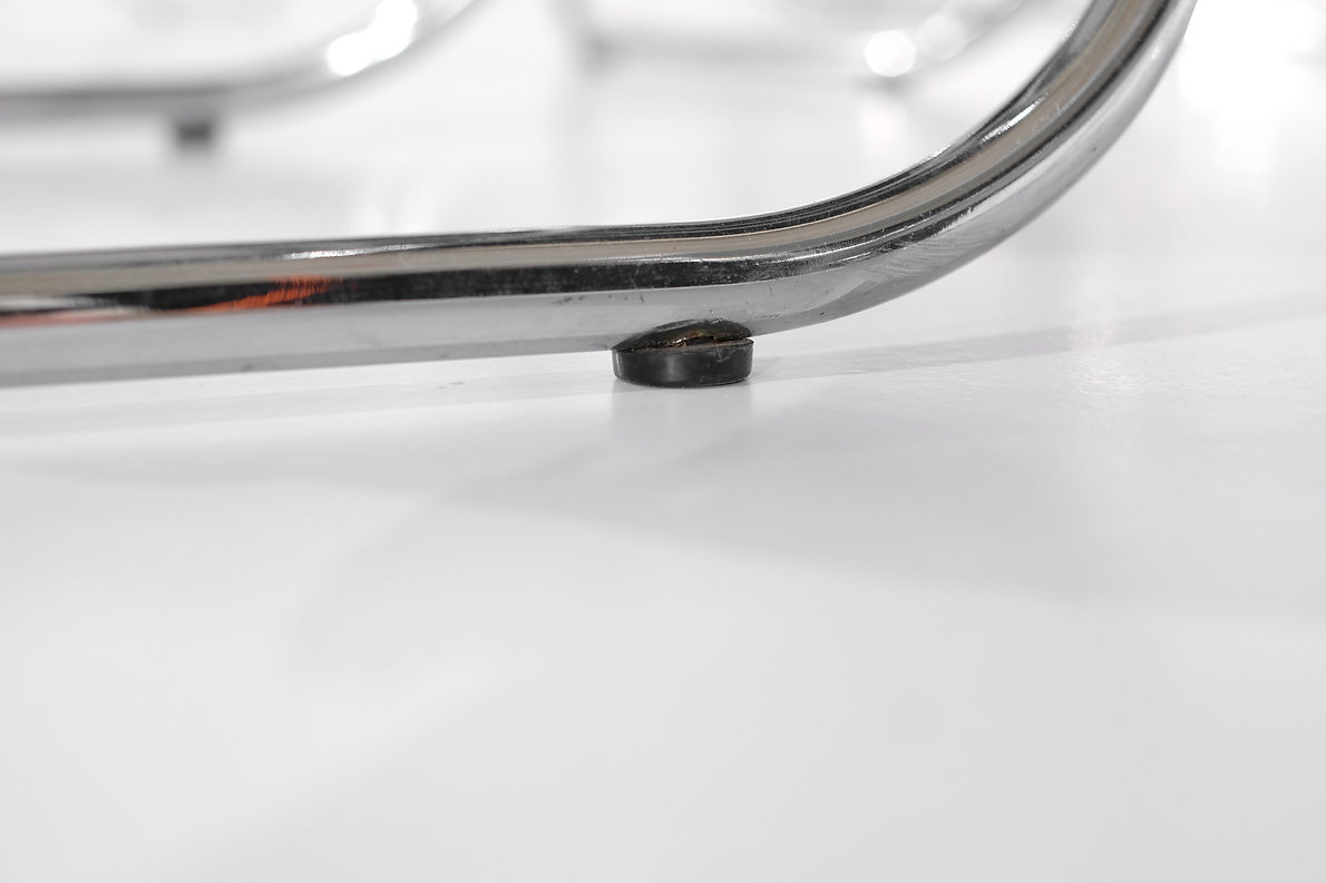 Set of 9 chrome folding chairs with fabric from the 1970s