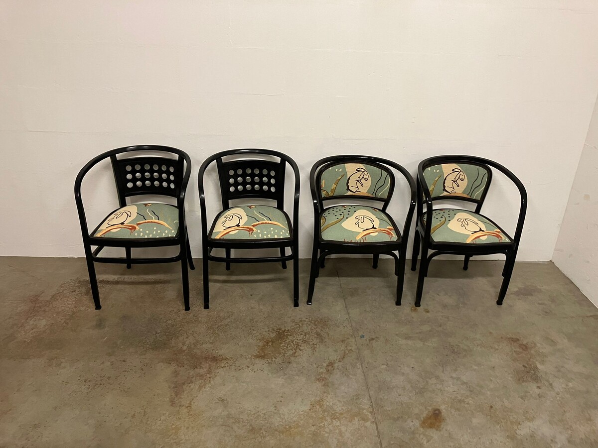 Set of four secessional armchairs in bentwood by Gustave Siegal and Otto Wagner for J&J Kohn, Vienna, 1900s