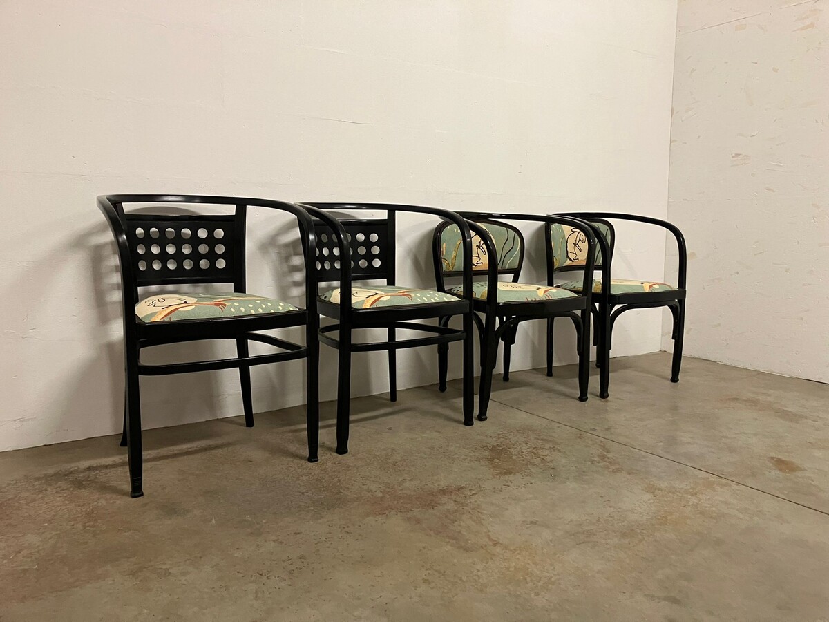 Set of four secessional armchairs in bentwood by Gustave Siegal and Otto Wagner for J&J Kohn, Vienna, 1900s