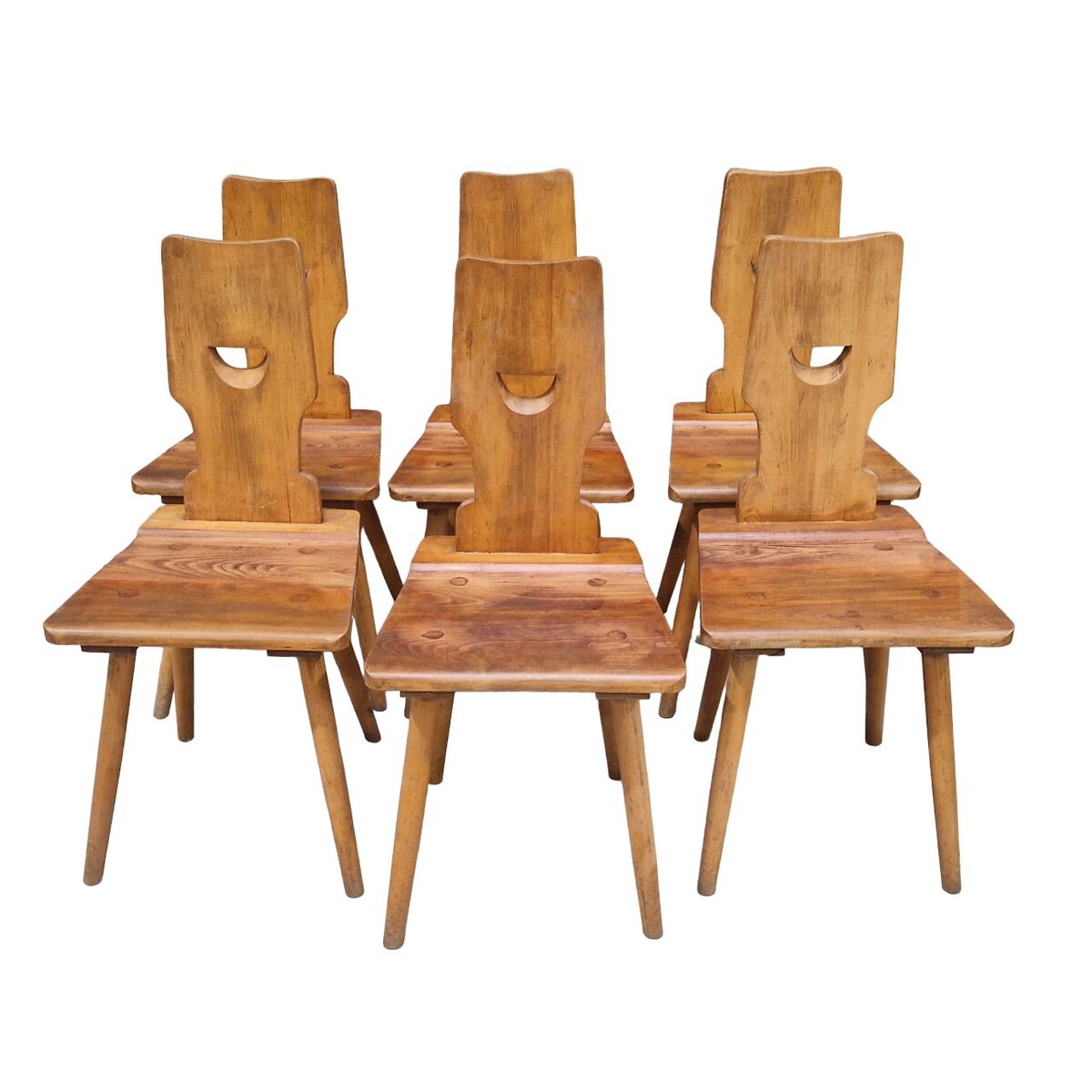 Set of six brutalist chairs, Torck éditeur.