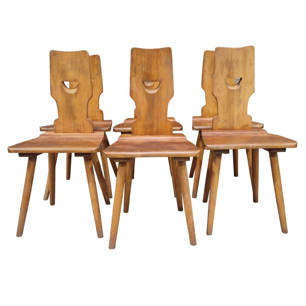 Set of six brutalist chairs, Torck éditeur.