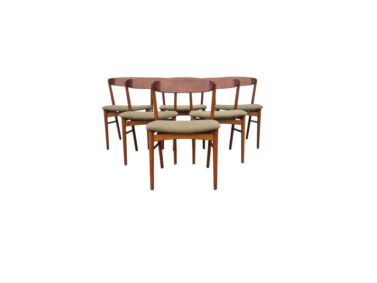 Set of six Farstrup chairs, no. 206, in teak and natural wood.