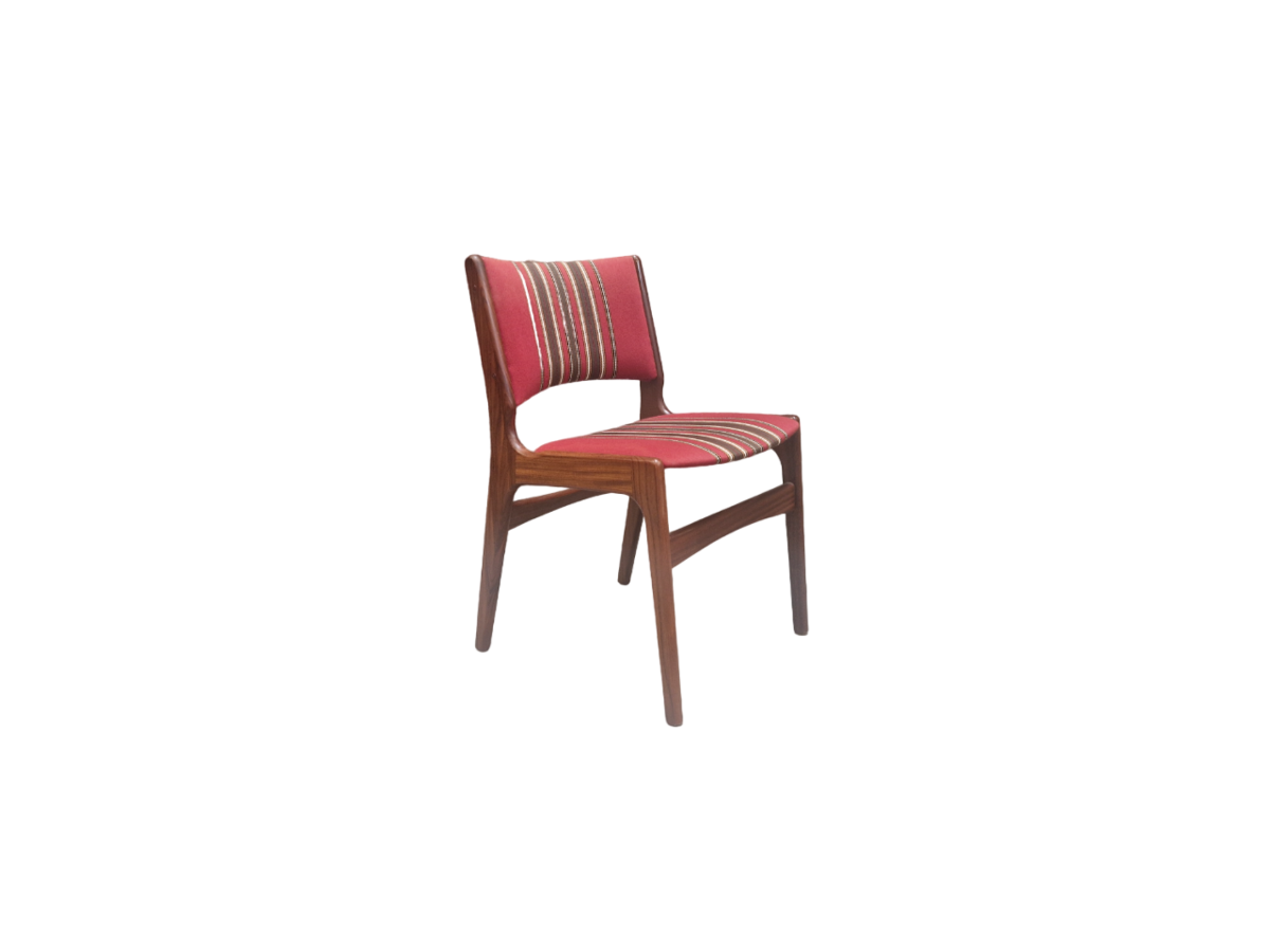 Set of six vintage scandinavian solid teak chairs, original danish fabric