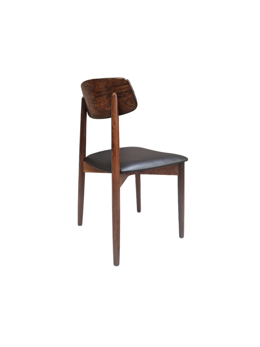 Set of six wood and leather danish chairs, Harry Ostergaard for Randers mobelfabrik