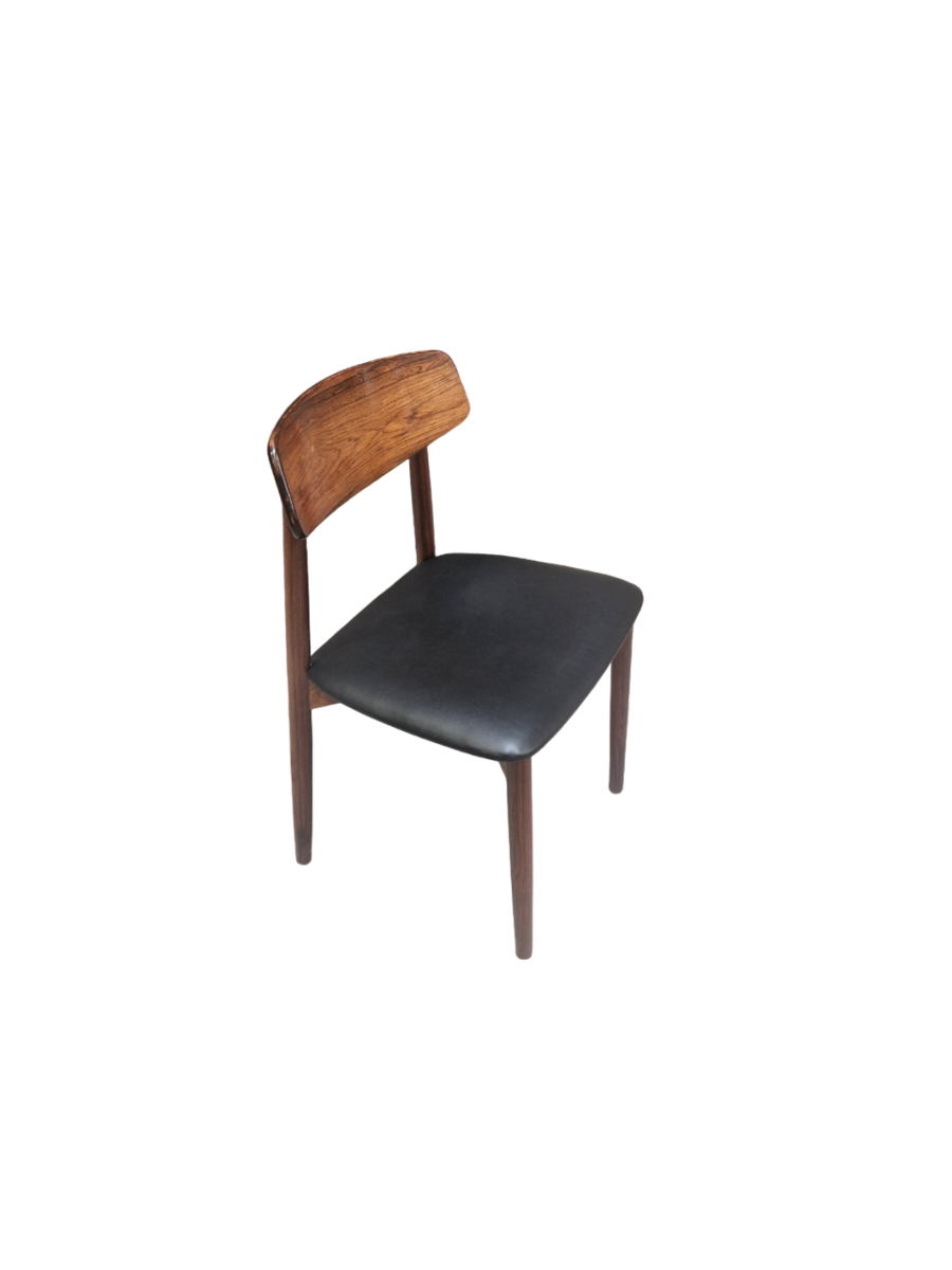 Set of six wood and leather danish chairs, Harry Ostergaard for Randers mobelfabrik