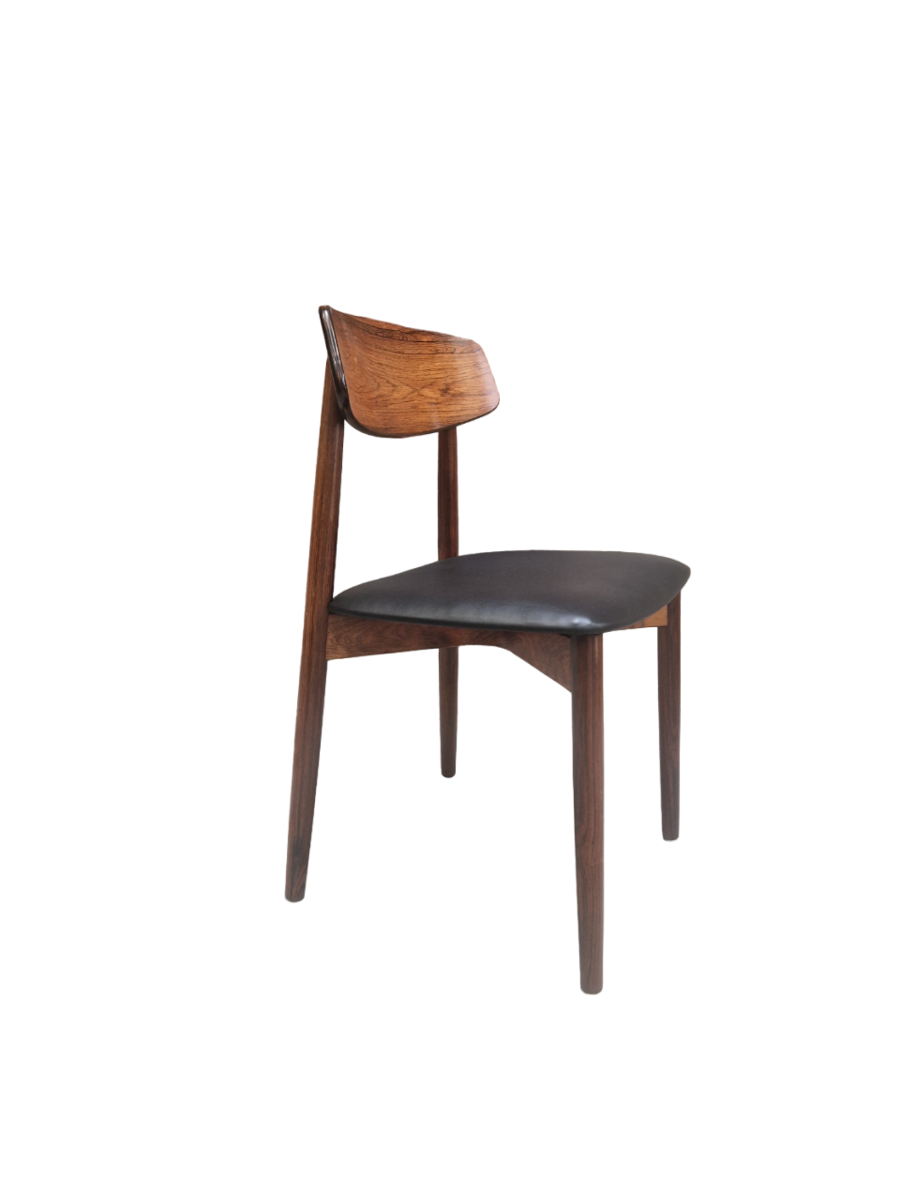 Set of six wood and leather danish chairs, Harry Ostergaard for Randers mobelfabrik