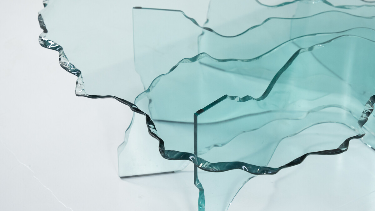Shell Coffee Table by Danny Lane for Fiam, Glass, 1980s