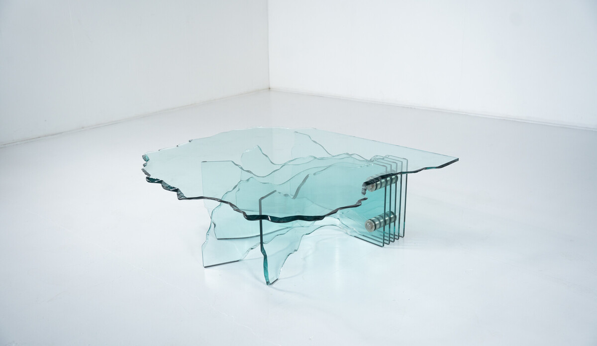 Shell Coffee Table by Danny Lane for Fiam, Glass, 1980s