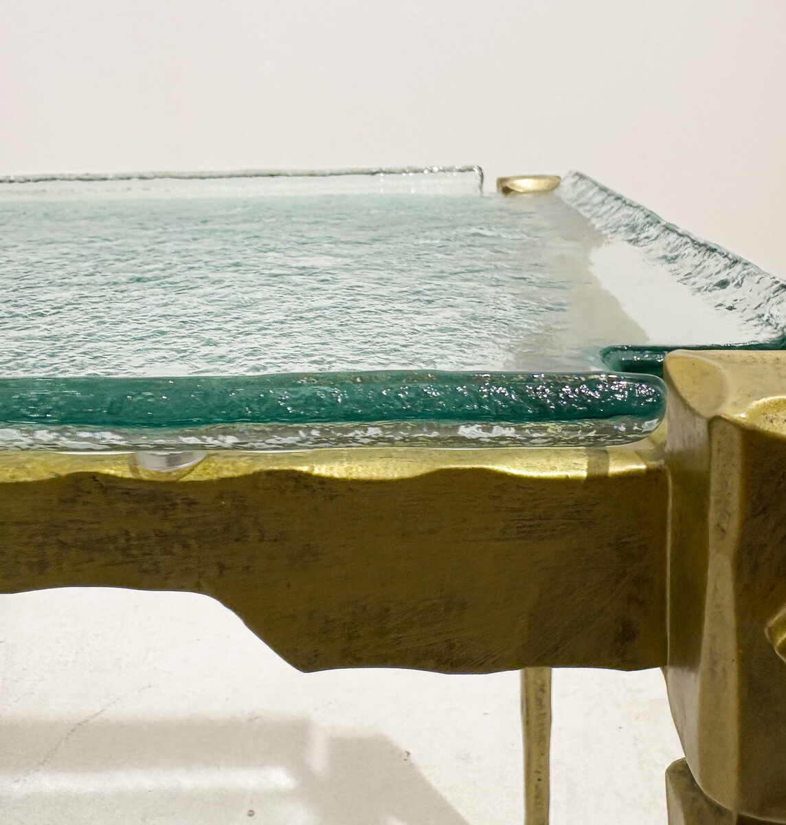 Side Table in the style of Lothar Klute, Gilt Metal and Glass