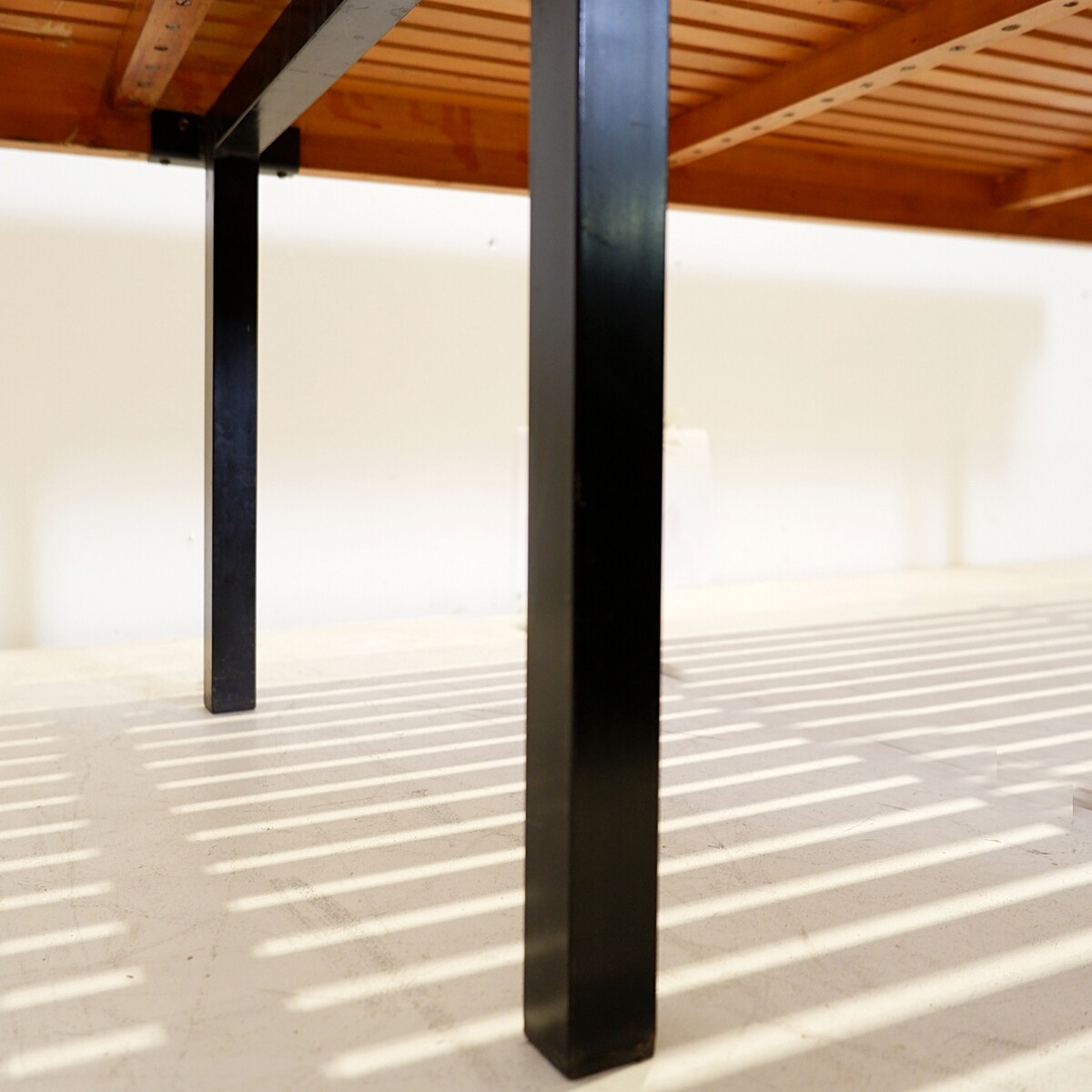 Slat Bench in Teak Wood & Metal, 1960s