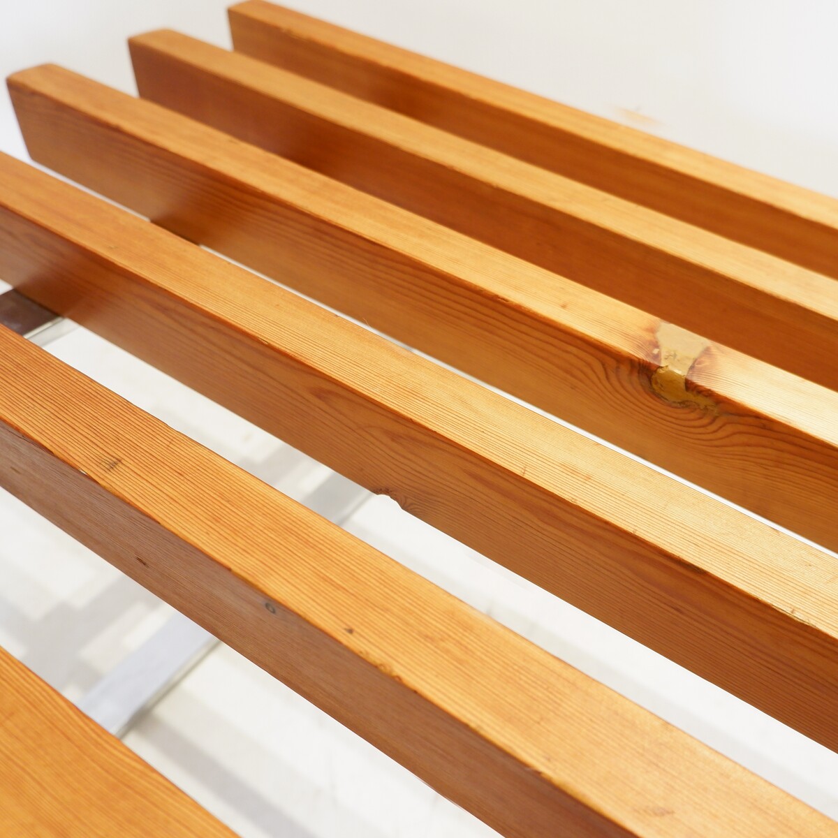 Slatted bench on chrome metal legs, 1960s